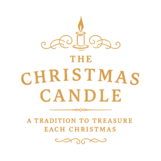 Logo for 'The Christmas Candle' with decorative elements on a transparent background