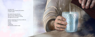 Hand holding a blue candle with a blurred background