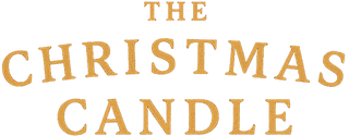 Text 'THE CHRISTMAS CANDLE' in gold on a transparent background